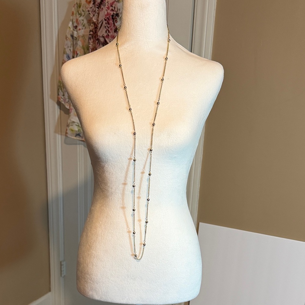 long bronze gold beaded boho necklace.